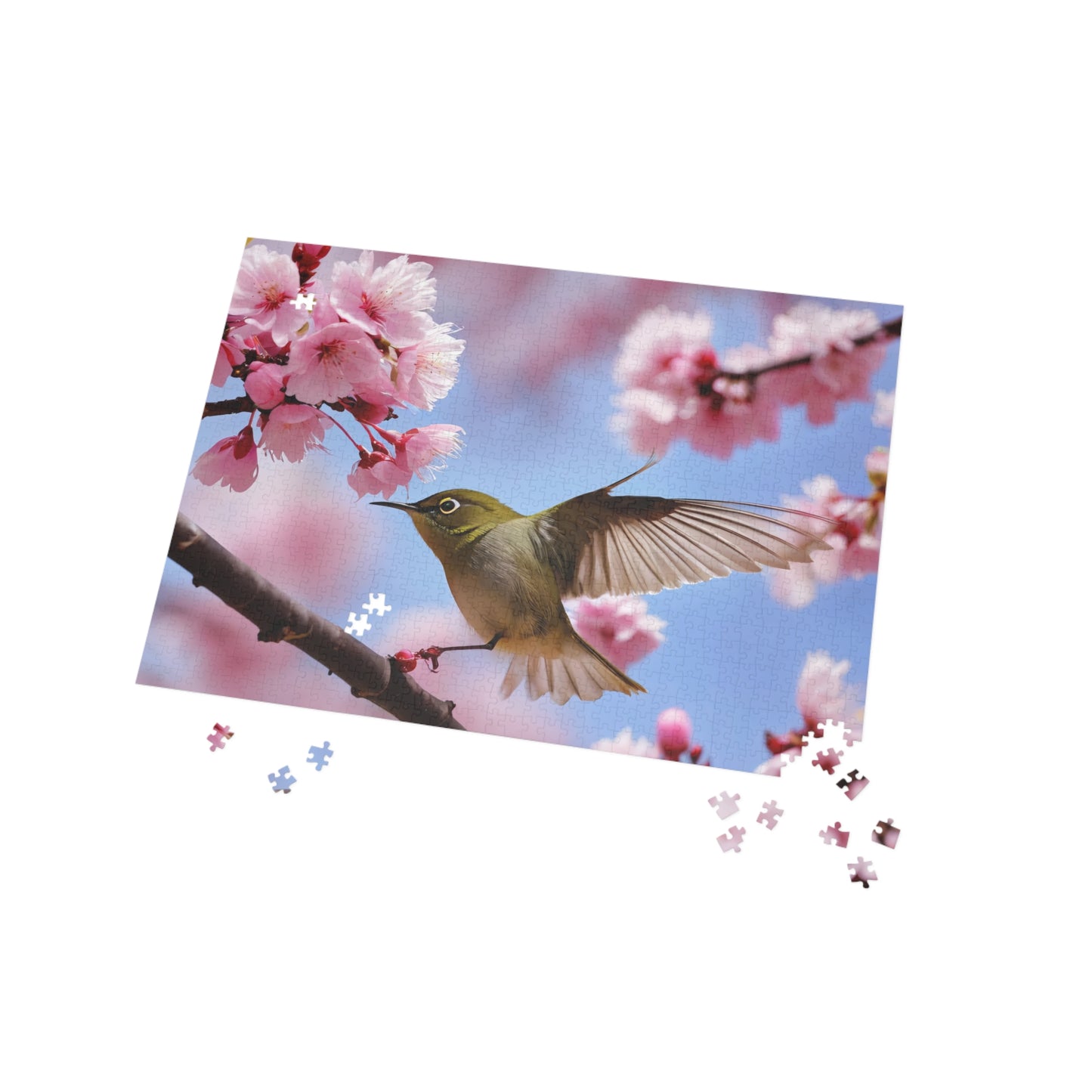 Puzzle - Japanese White-eye Bird Cherry Blossom, 96-1000 Piece Jigsaw, Relaxing Hobby for Adults Kids, Mindfulness Activity, Holiday Gift,