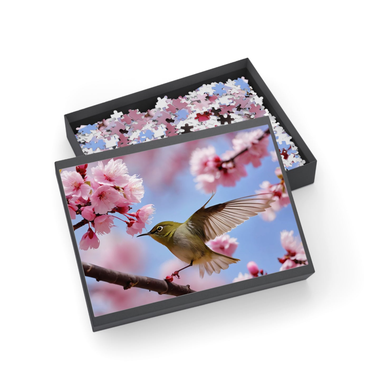 Puzzle - Japanese White-eye Bird Cherry Blossom, 96-1000 Piece Jigsaw, Relaxing Hobby for Adults Kids, Mindfulness Activity, Holiday Gift,