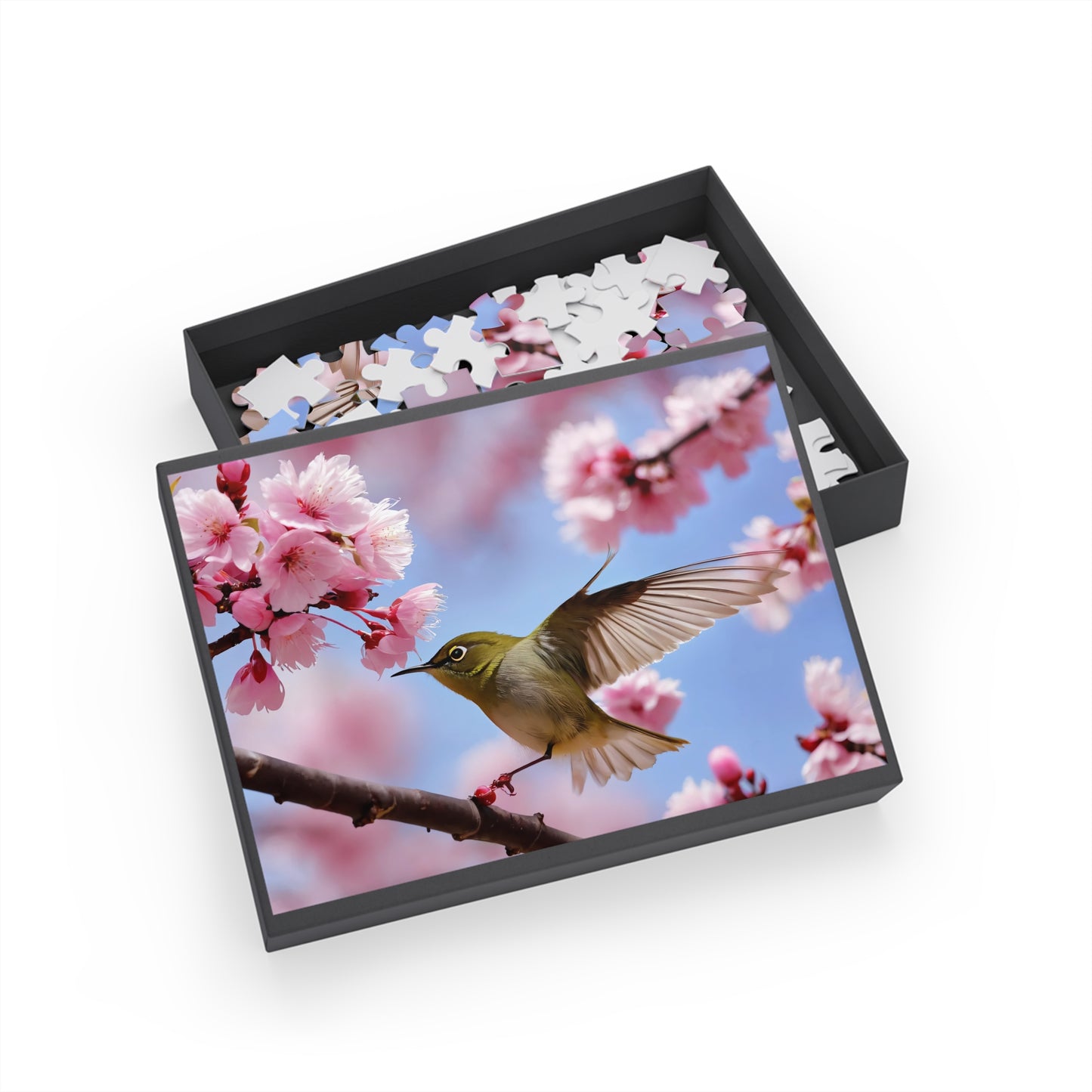 Puzzle - Japanese White-eye Bird Cherry Blossom, 96-1000 Piece Jigsaw, Relaxing Hobby for Adults Kids, Mindfulness Activity, Holiday Gift,