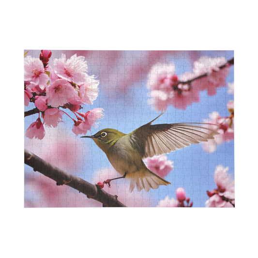 Puzzle - Japanese White-eye Bird Cherry Blossom, 96-1000 Piece Jigsaw, Relaxing Hobby for Adults Kids, Mindfulness Activity, Holiday Gift,