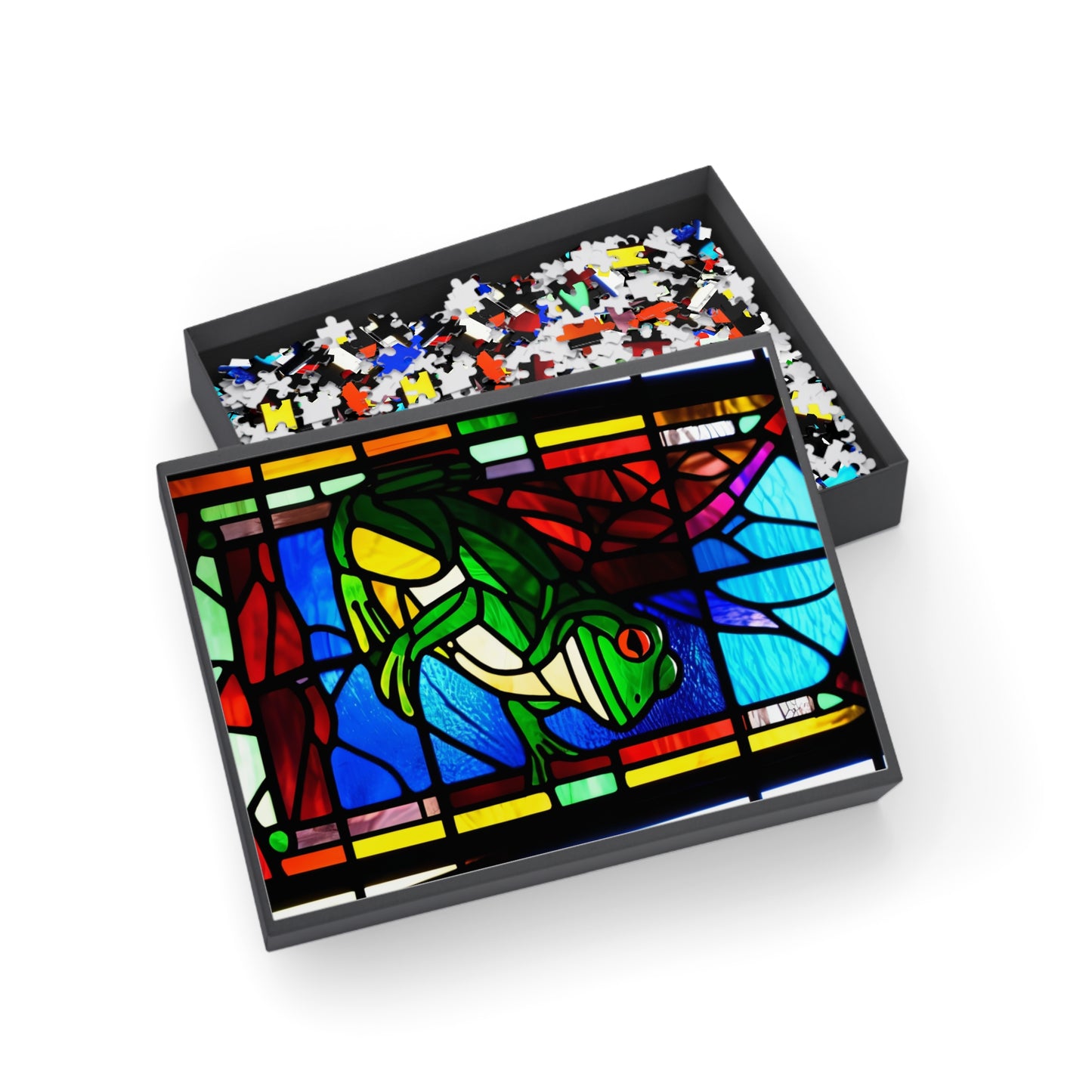 Jigsaw Puzzle - Stained Glass Frogs