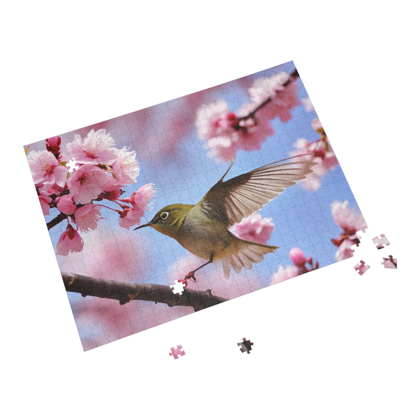 Puzzle - Japanese White-eye Bird Cherry Blossom, 96-1000 Piece Jigsaw, Relaxing Hobby for Adults Kids, Mindfulness Activity, Holiday Gift,