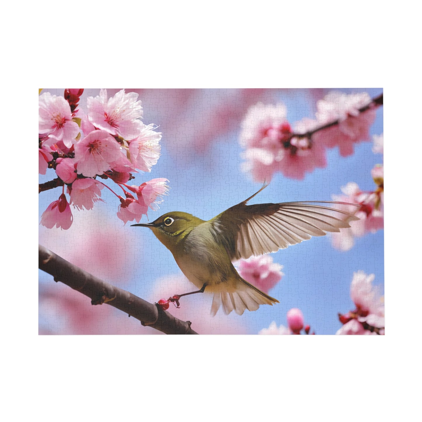 Puzzle - Japanese White-eye Bird Cherry Blossom, 96-1000 Piece Jigsaw, Relaxing Hobby for Adults Kids, Mindfulness Activity, Holiday Gift,