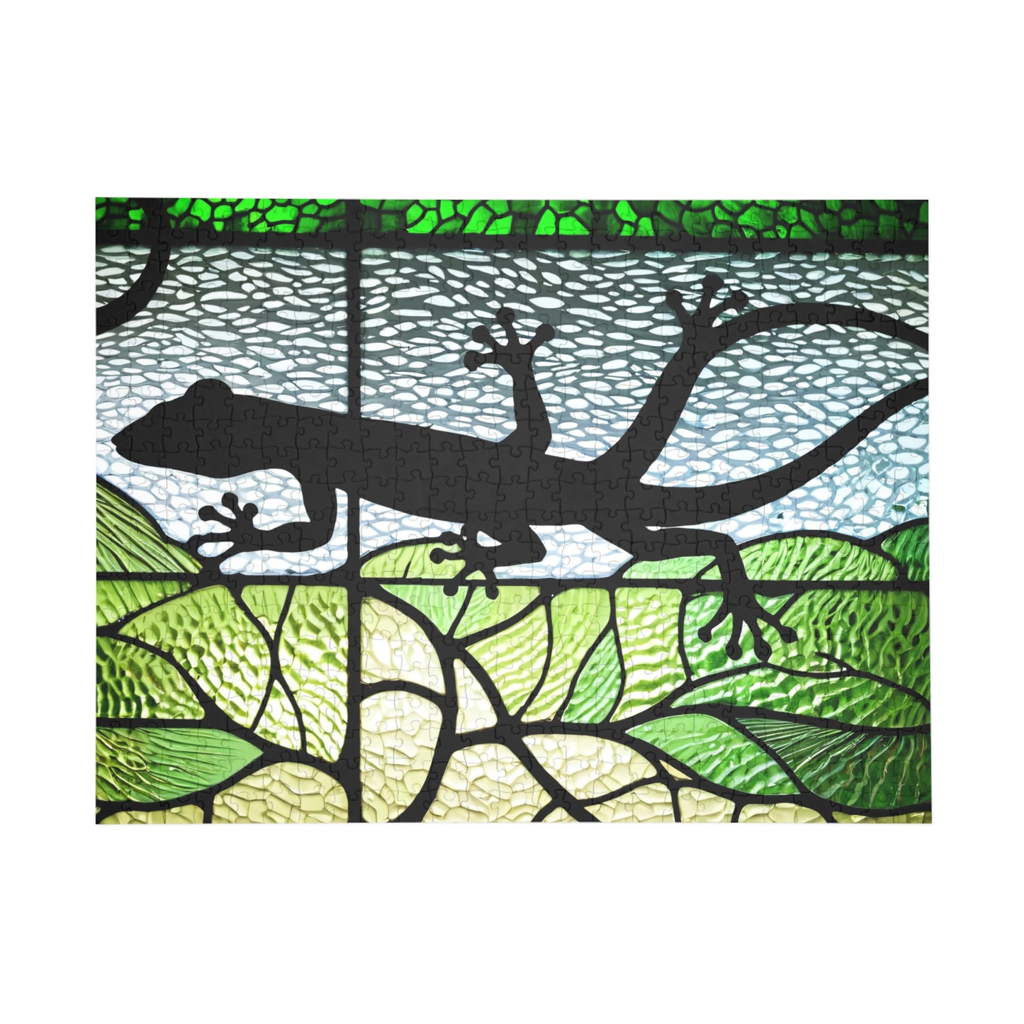 Jigsaw Puzzle, Lizard Silhouette Stained Glass Window, Animal Lover Gift, Relaxation Activity, Home Decor, Unique Birthday Present