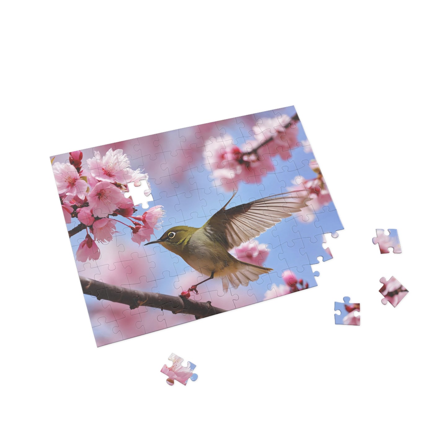 Puzzle - Japanese White-eye Bird Cherry Blossom, 96-1000 Piece Jigsaw, Relaxing Hobby for Adults Kids, Mindfulness Activity, Holiday Gift,