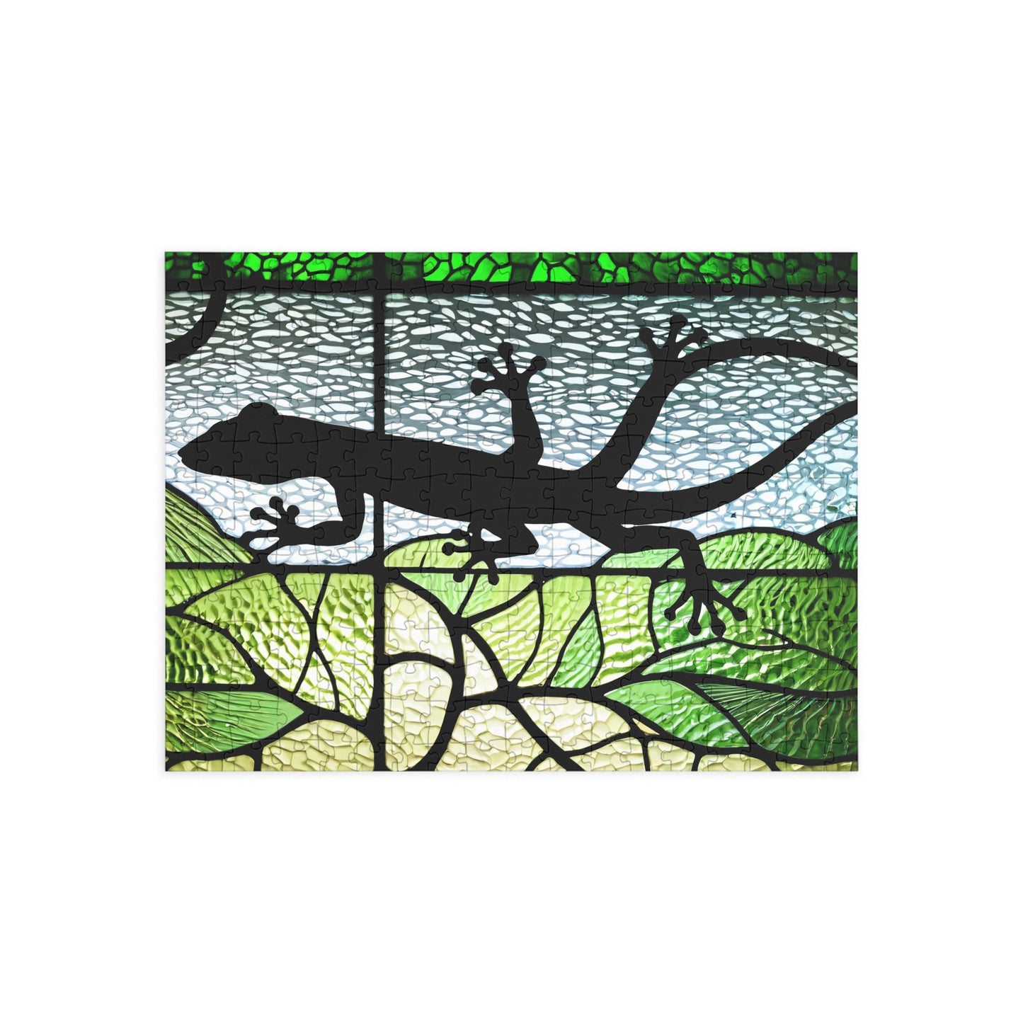 Jigsaw Puzzle, Lizard Silhouette Stained Glass Window, Animal Lover Gift, Relaxation Activity, Home Decor, Unique Birthday Present