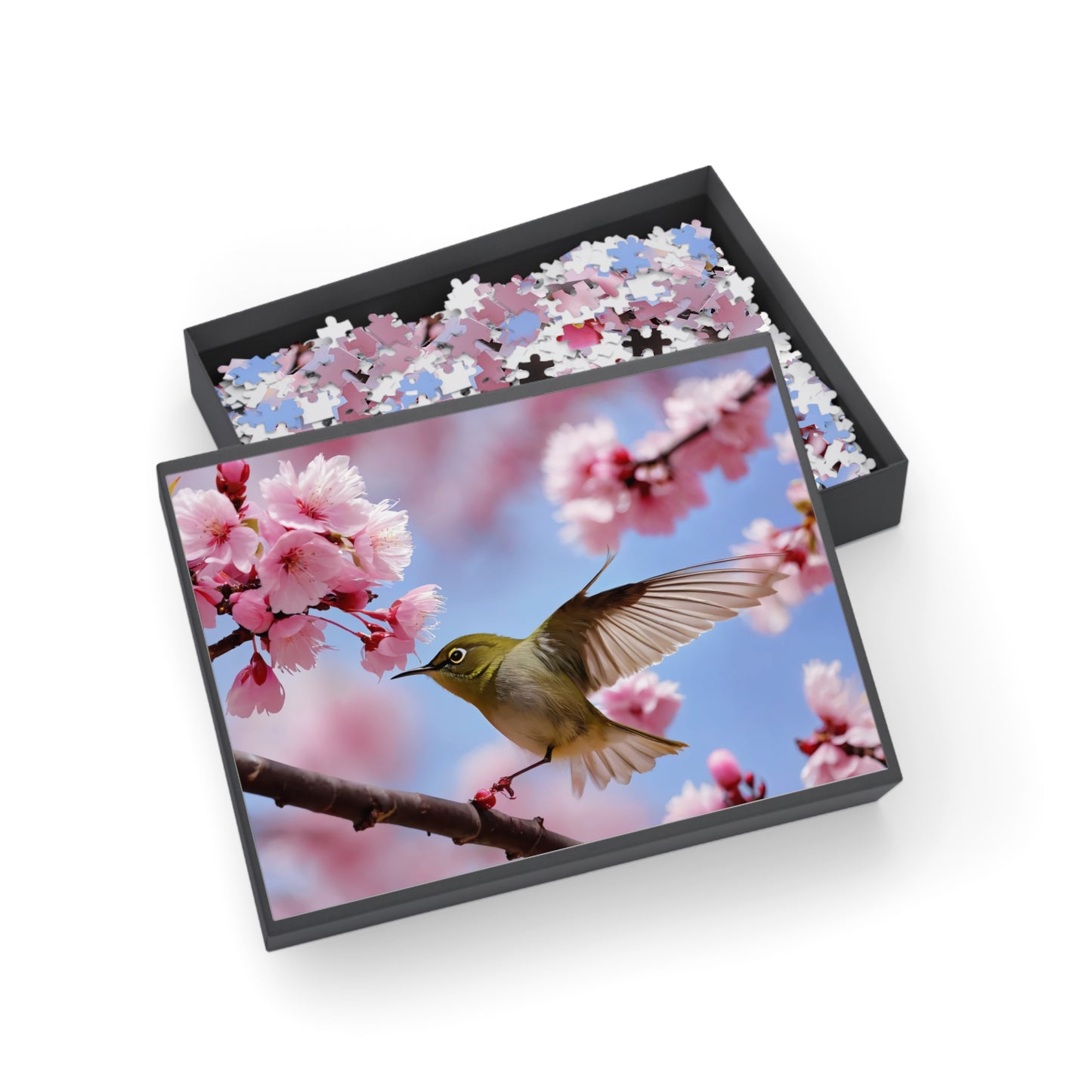 Puzzle - Japanese White-eye Bird Cherry Blossom, 96-1000 Piece Jigsaw, Relaxing Hobby for Adults Kids, Mindfulness Activity, Holiday Gift,