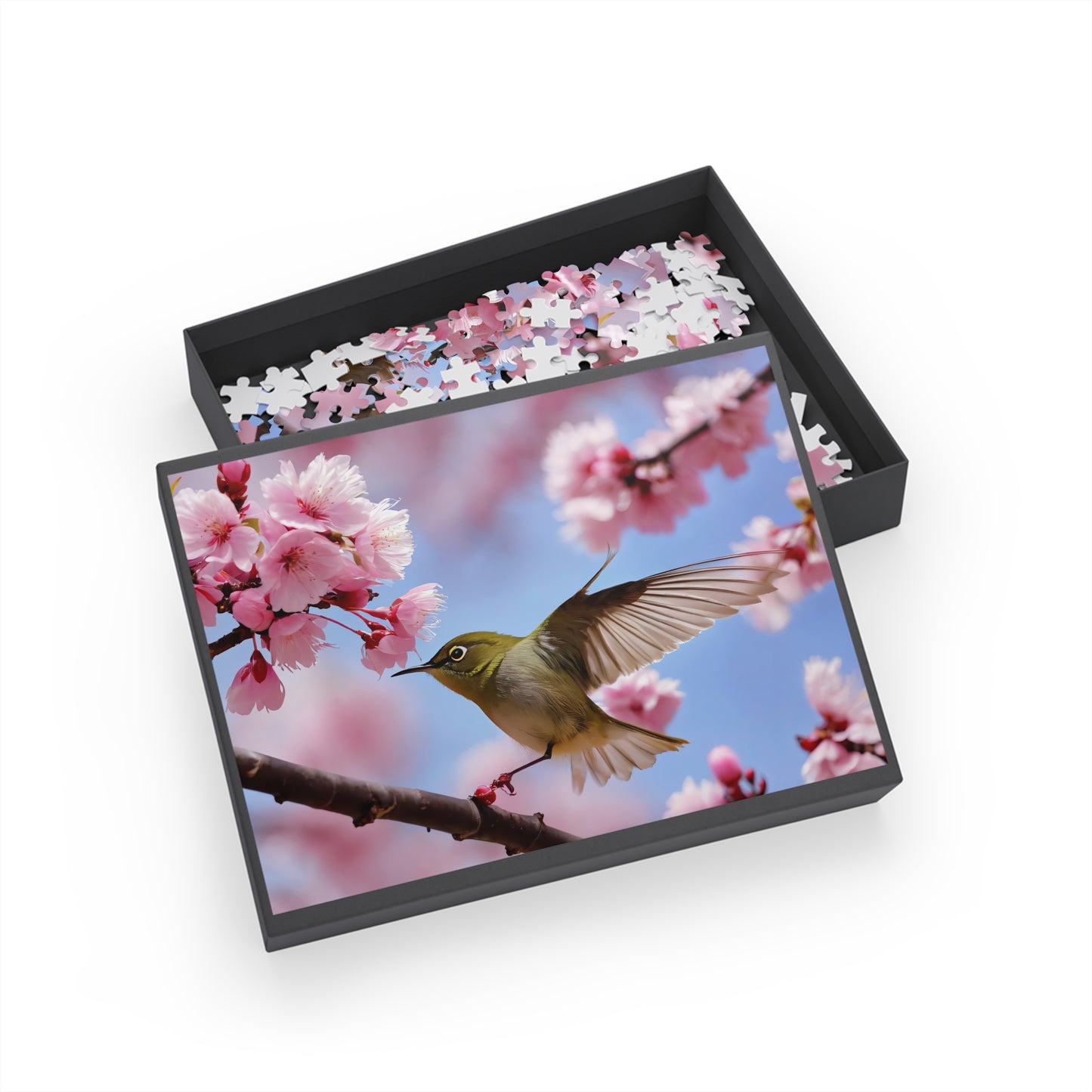 Puzzle - Japanese White-eye Bird Cherry Blossom, 96-1000 Piece Jigsaw, Relaxing Hobby for Adults Kids, Mindfulness Activity, Holiday Gift,