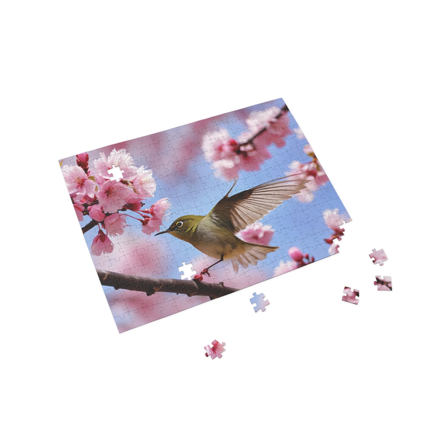 Puzzle - Japanese White-eye Bird Cherry Blossom, 96-1000 Piece Jigsaw, Relaxing Hobby for Adults Kids, Mindfulness Activity, Holiday Gift,