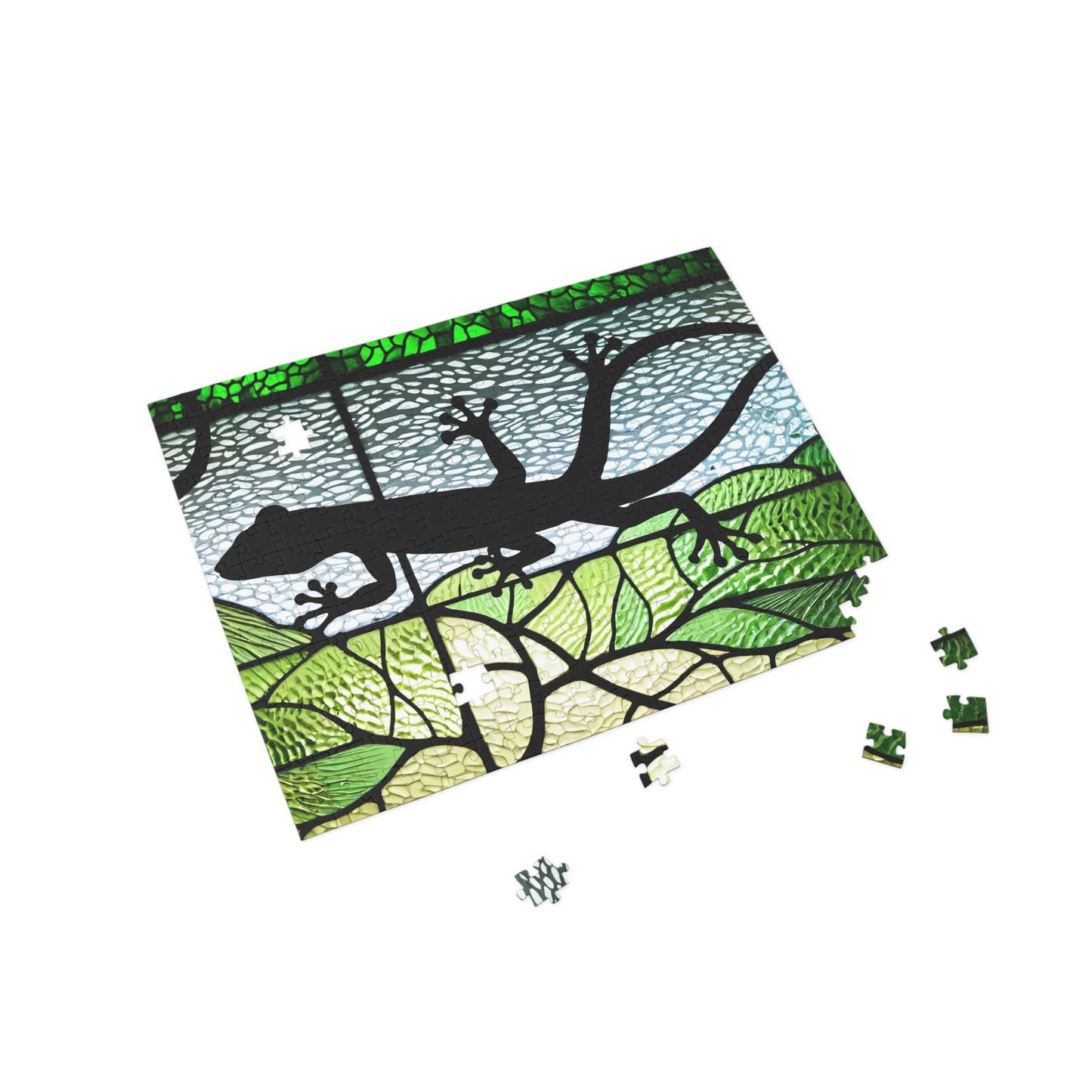 Jigsaw Puzzle, Lizard Silhouette Stained Glass Window, Animal Lover Gift, Relaxation Activity, Home Decor, Unique Birthday Present