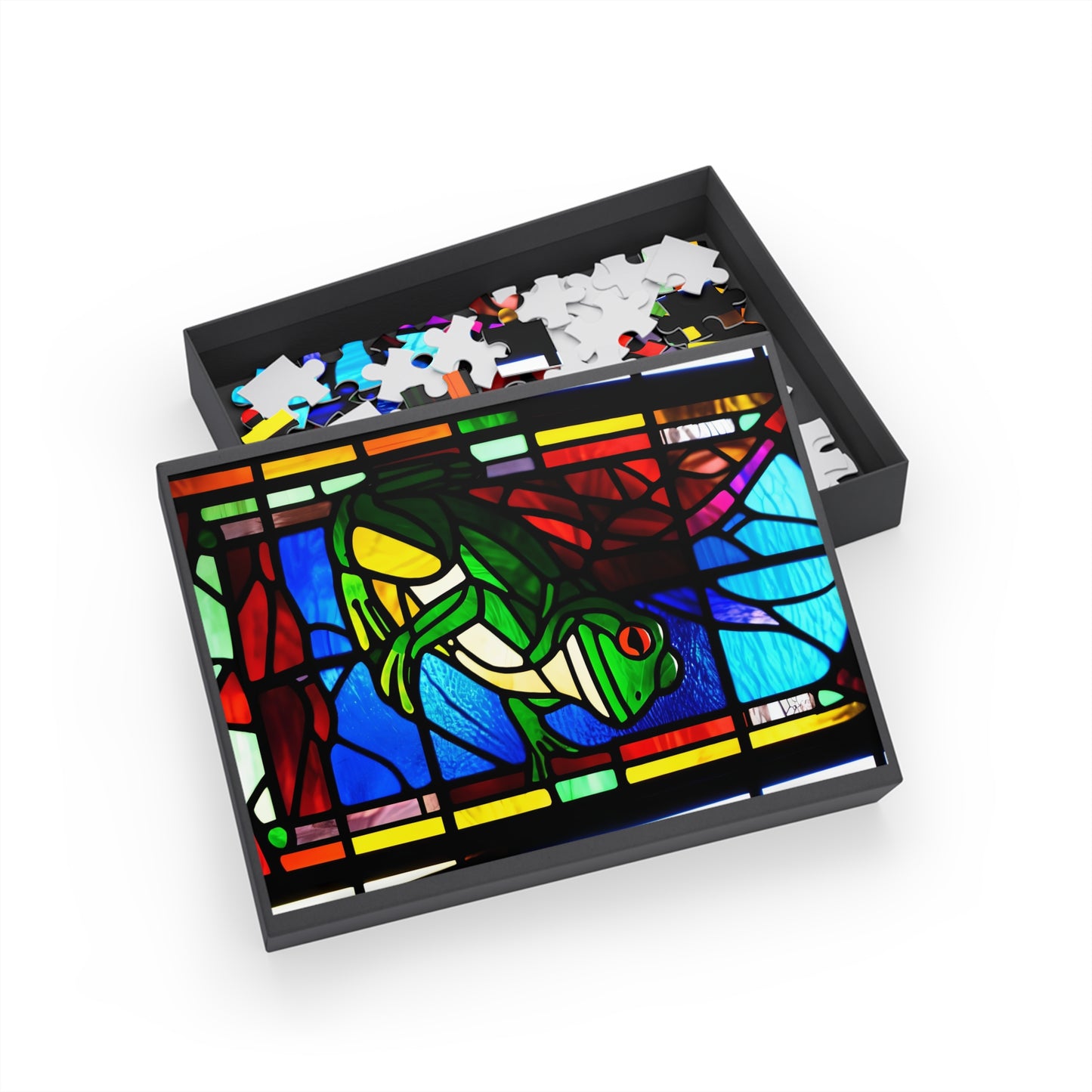 Jigsaw Puzzle - Stained Glass Frogs