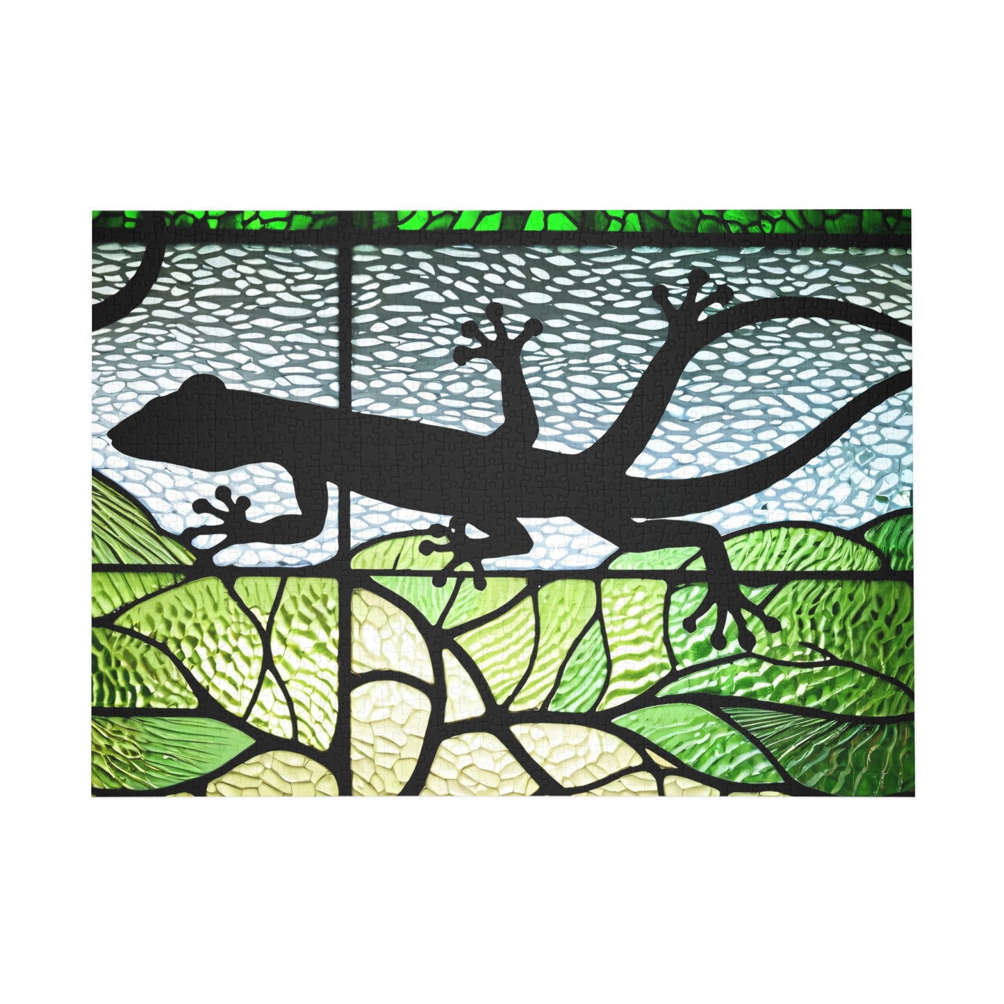 Jigsaw Puzzle, Lizard Silhouette Stained Glass Window, Animal Lover Gift, Relaxation Activity, Home Decor, Unique Birthday Present