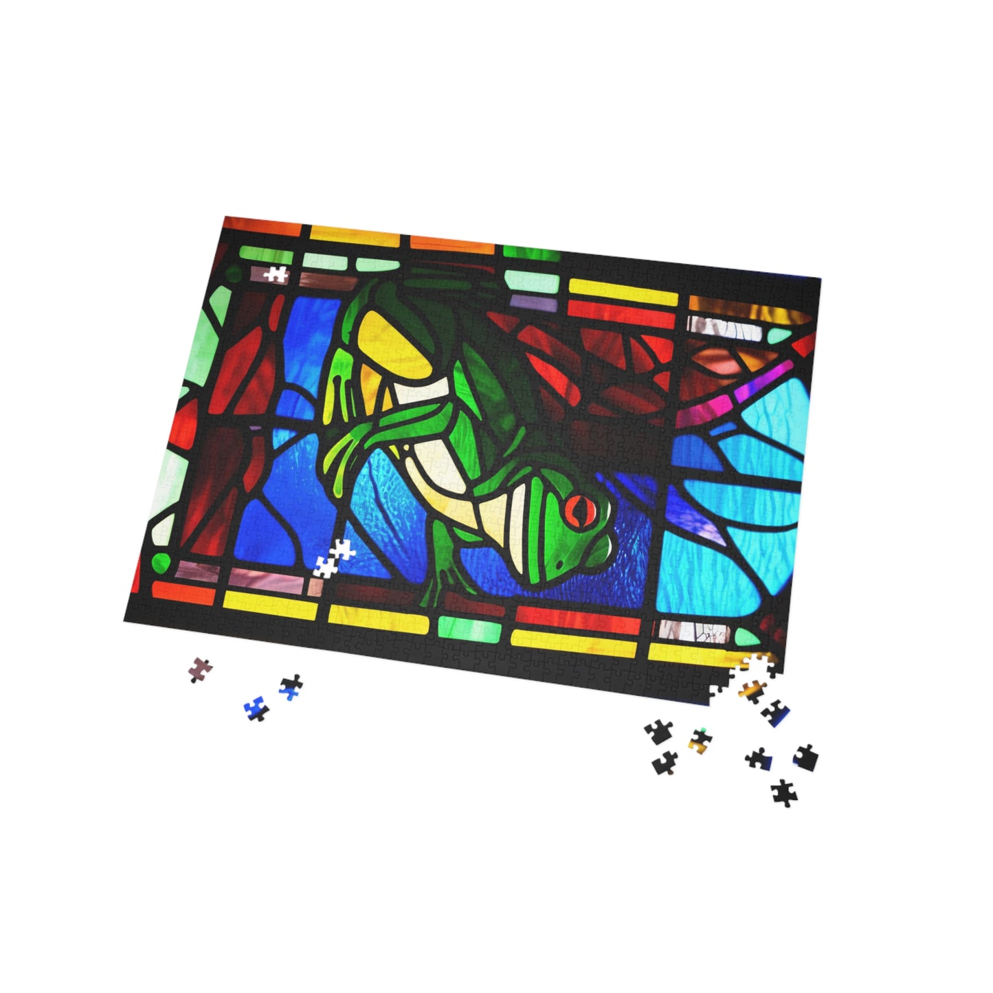 Jigsaw Puzzle - Stained Glass Frogs