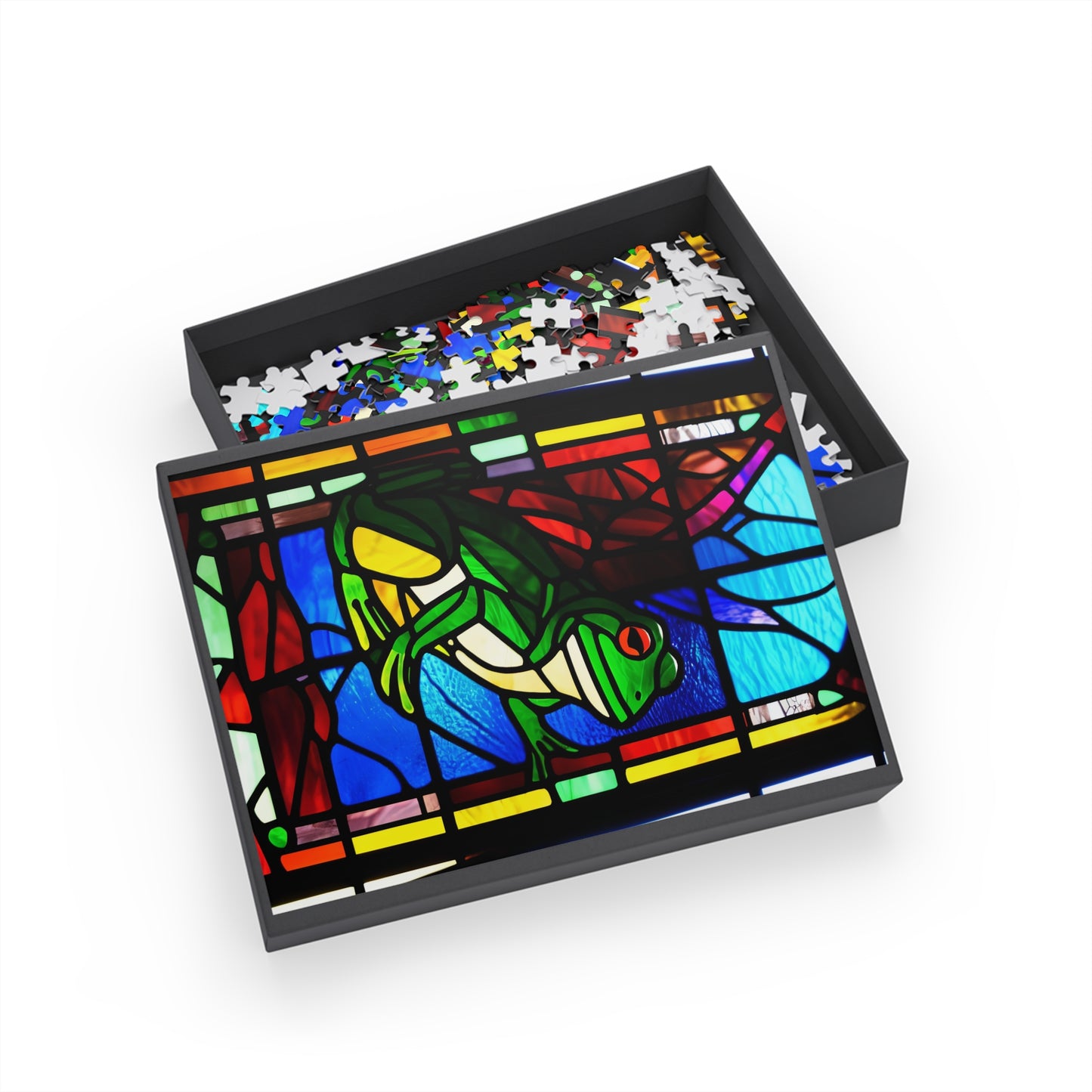 Jigsaw Puzzle - Stained Glass Frogs