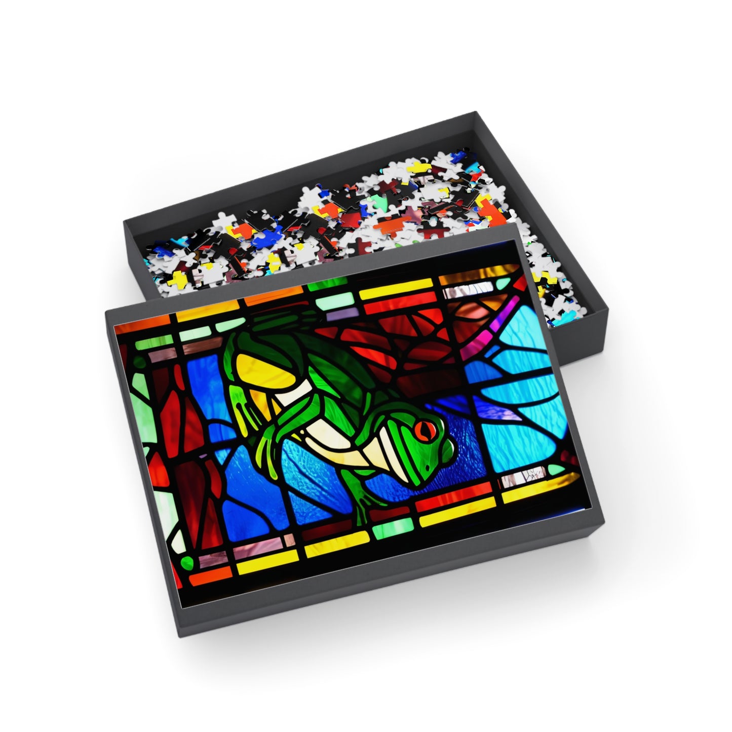 Jigsaw Puzzle - Stained Glass Frogs