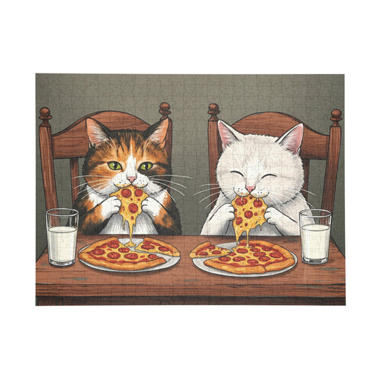 Jigsaw Puzzle, Cats Eating Pizza